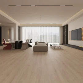 Dark oak engineered timber flooring in a modern lounge room